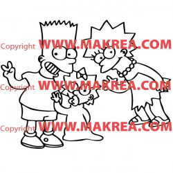 Sticker Simpson Bart, Lisa et bébé