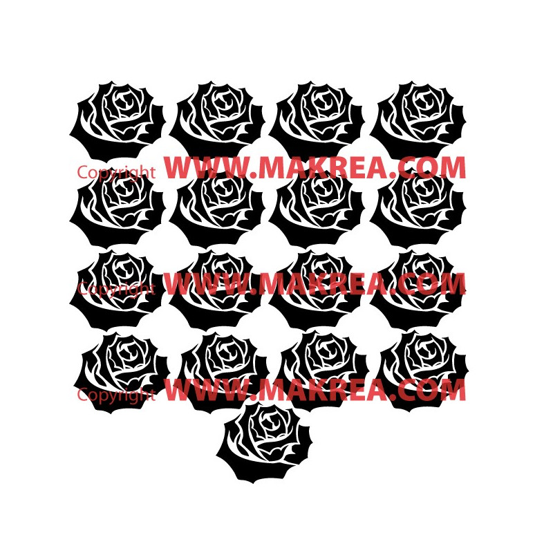 Sticker 17 roses 17x20cm