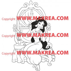 Sticker Aladdin - Jasmine et la coiffeuse
