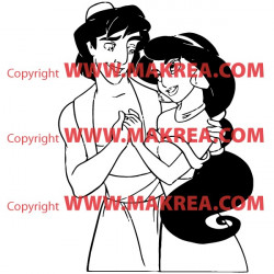 Sticker Aladdin et Jasmine Amoureux