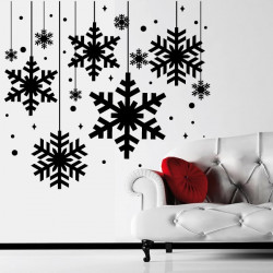 Sticker Noël - Flocons et étoiles suspendues