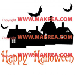 Sticker Pack / kit Halloween Maisons et Chauve-Souris