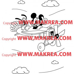 Sticker Mickey Pluto en Avion