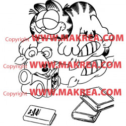 Sticker Garfield et son ourson Lecture