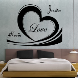 Sticker Coeur Love + prénoms personnalisables