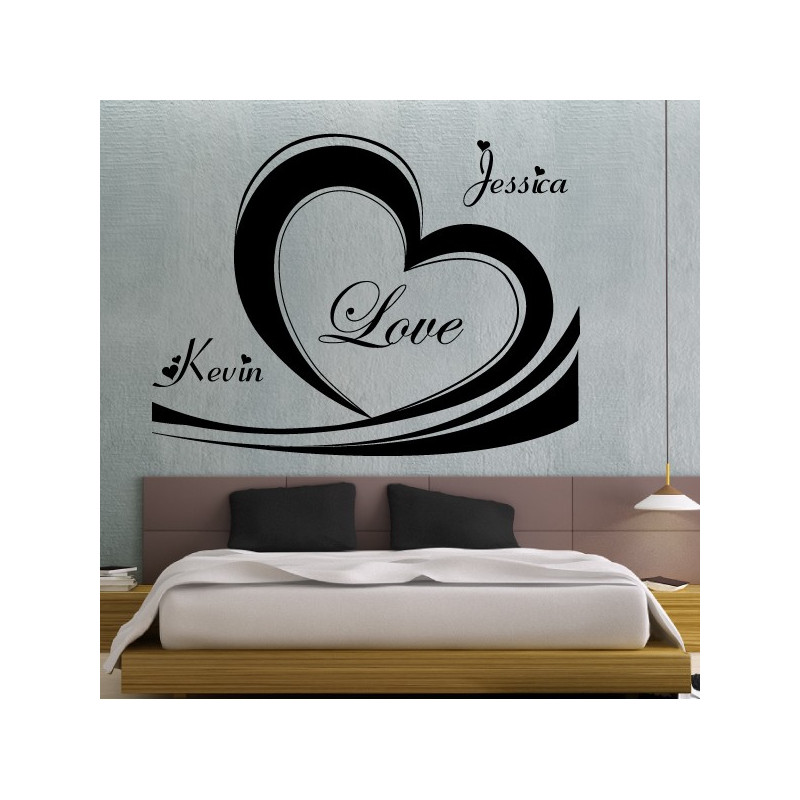 Sticker Coeur Love + prénoms personnalisables