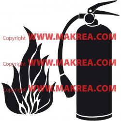Sticker Extincteur Pompier + Flamme