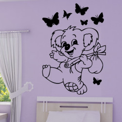 Sticker Bébé Koala Rigolo Papillons