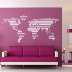Sticker Carte du Monde - Rayée