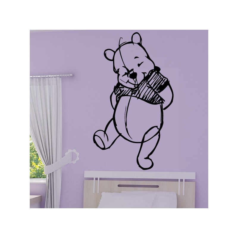 Sticker Winnie l'ourson Esquisse Crayon - Fait le timide