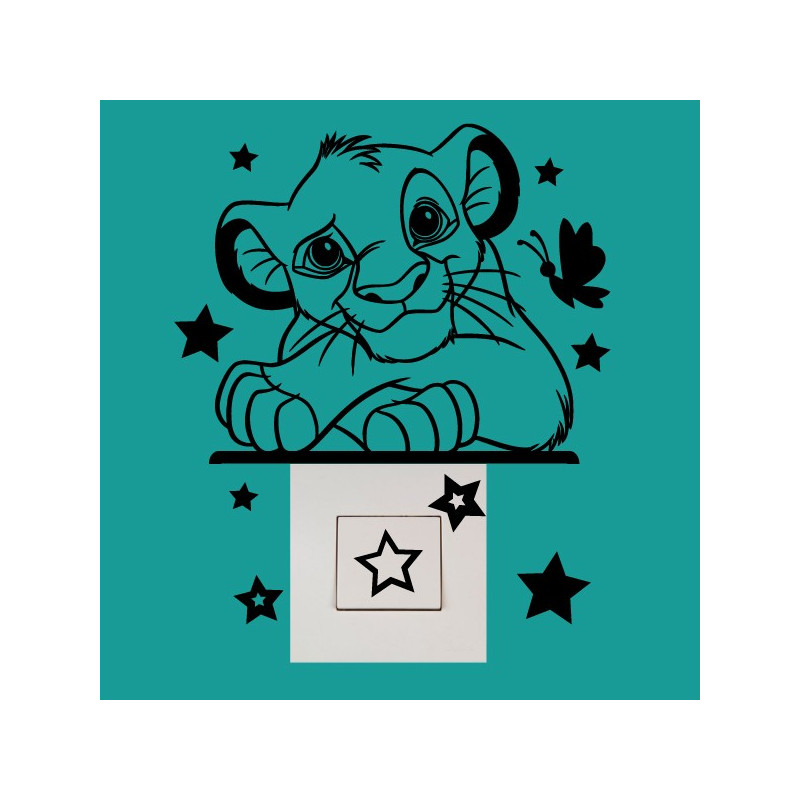 Stickers Interrupteur / Prise Roi Lion Etoiles et Papillon