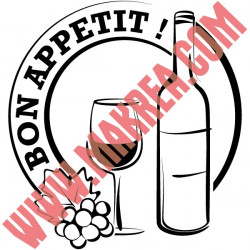 Sticker Cuisine - Verre et bouteille de vin Bon appétit !