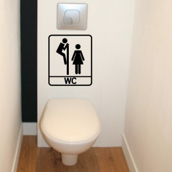 Sticker Abattant WC - Personnages H & F Humoristique Regarde par dessus + WC