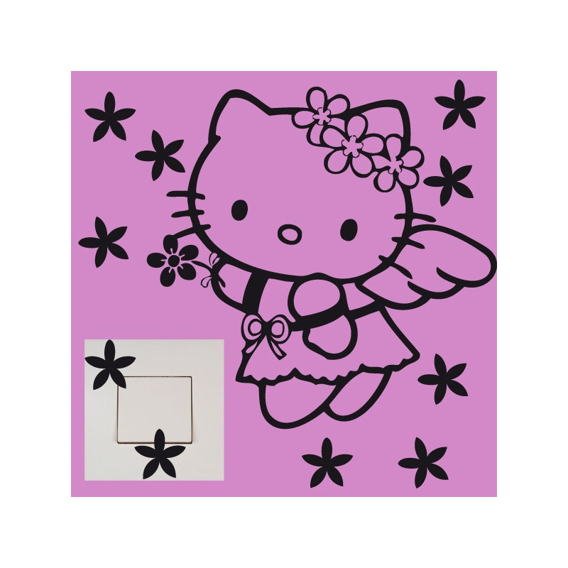 Stickers Interrupteur / Prise Hello Kitty Fleurs