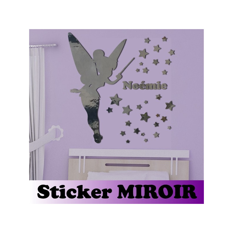 Sticker Miroir - Pack Fée Clochette + Prénom