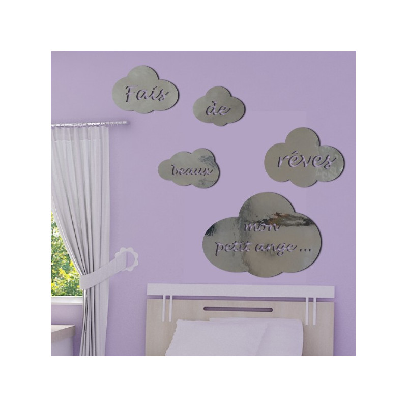 Sticker Miroir Nuages - Fais de Beaux Rêves petit ange