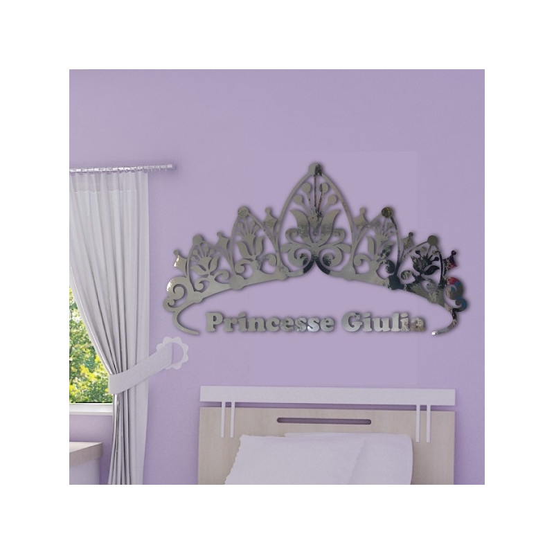 Sticker Miroir - Couronne de Princesse + prénom