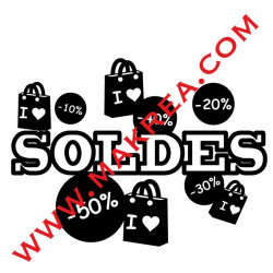 Sticker vitrine SOLDES - Sacs & Pourcentages
