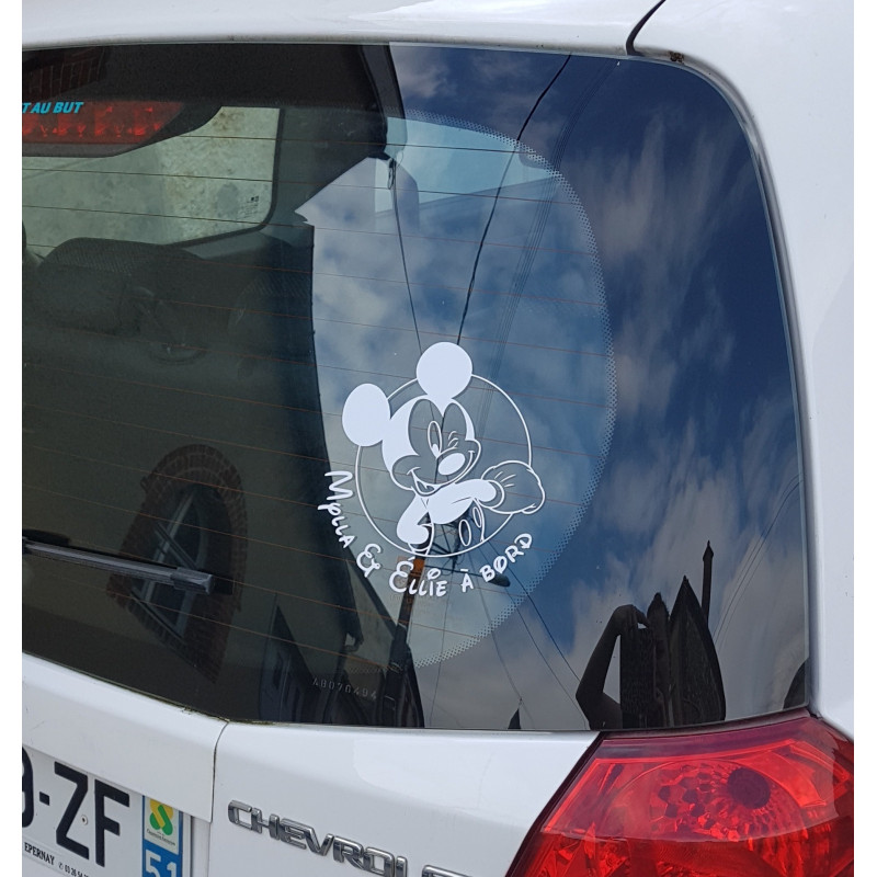 Stickers bébé à bord pour voiture Mains Mickey 20 cm Blanc