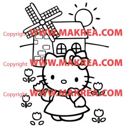 Sticker Hello Kitty Moulin