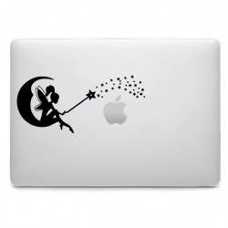 Sticker Fée sur la lune baguette étoiles pour MacBook