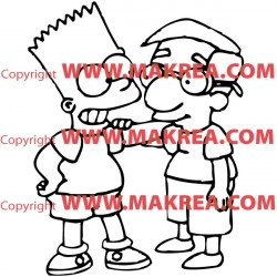 Sticker Simpson Bart et son copain