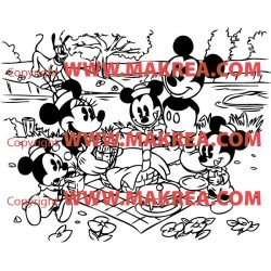 Sticker Mickey Mouse en famille au pique nique