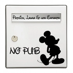 Sticker Boite aux lettres Mickey No pub + Famille