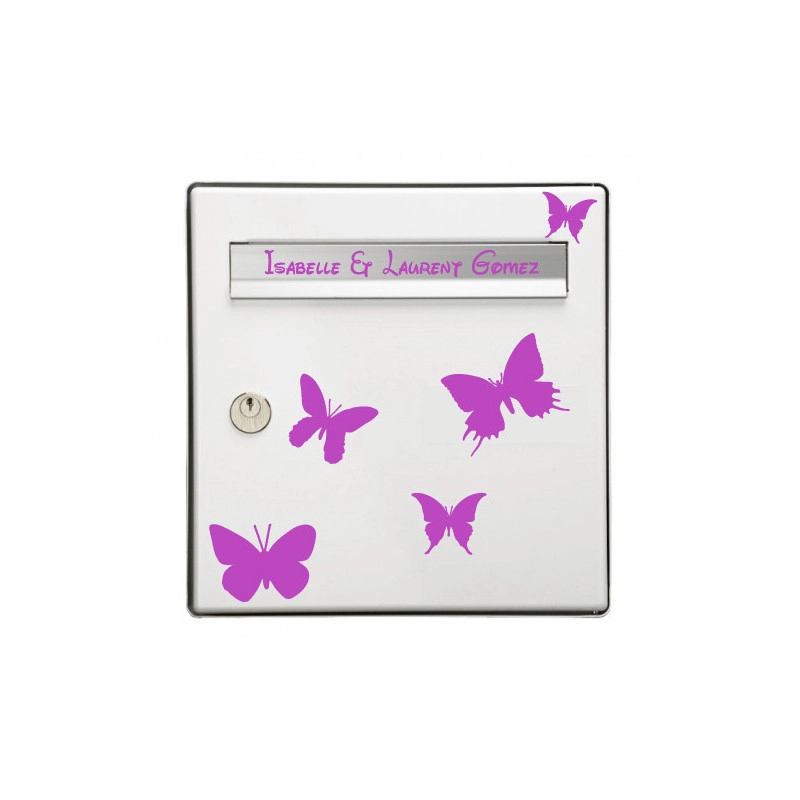 Sticker Boite aux lettres Papillons + Nom