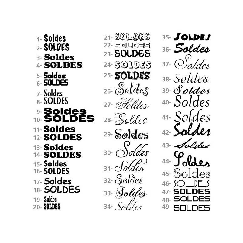 Sticker vitrine Texte "SOLDES" - Choix de l'écriture