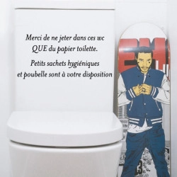 Sticker texte WC Merci de ne jeter dans ces wc QUE du papier toilette