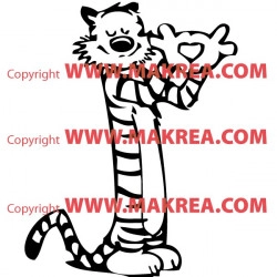 Sticker Calvin and Hobbes Coeur