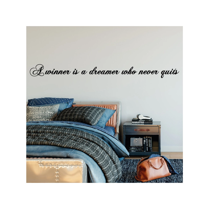 Sticker texte A winner is a dreamer who never quits