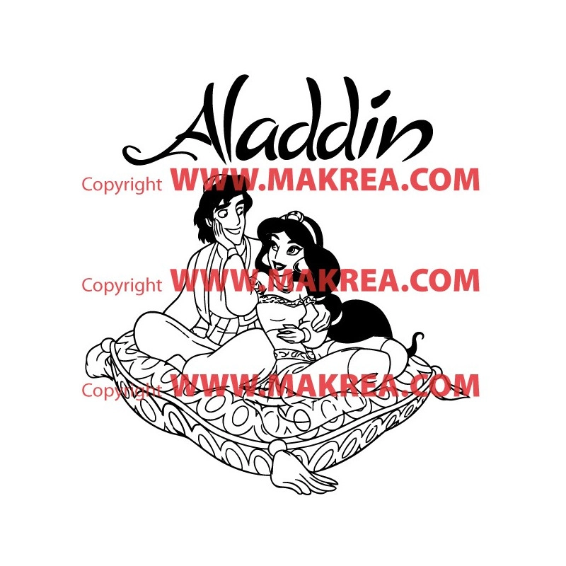Sticker Aladdin et Jasmine sur coussin