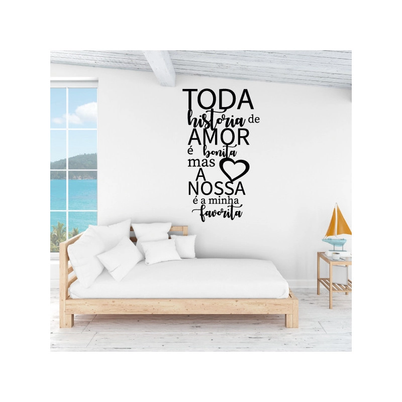 Sticker texte Espagnol :Toda historia de amor é bonita