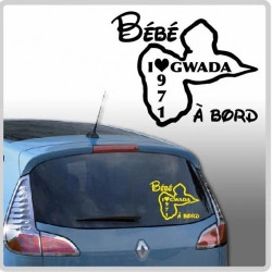 Sticker Bébé à Bord - Guadeloupe I love Gwada 971