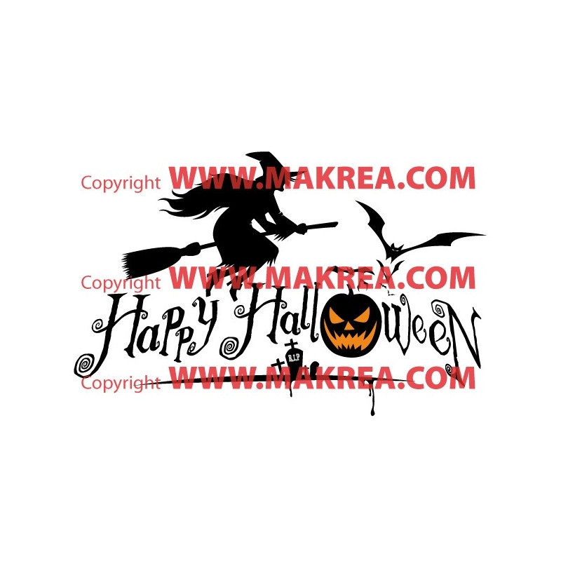 Sticker Pack / kit Halloween Sorcière, Chauve-souris, Cimetière, citrouille 2 couleurs