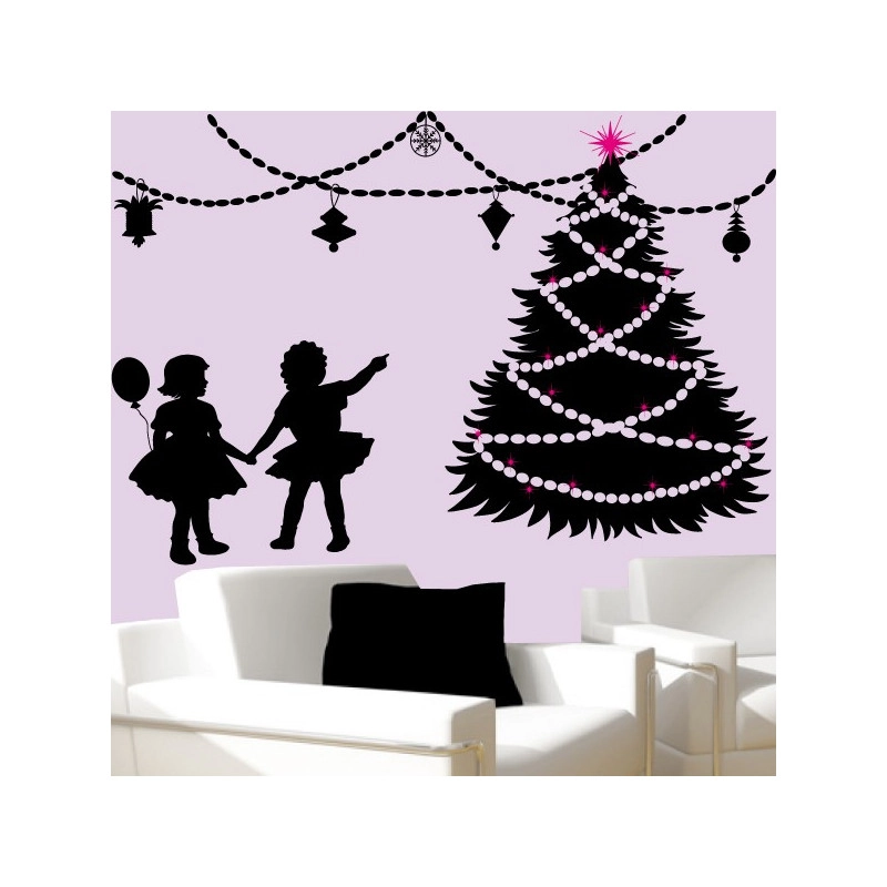 Sticker Sapin de Noël, Guirlandes et enfants