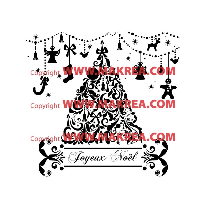 Sticker Sapin de Noël et décor guirlandes