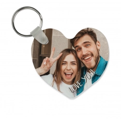 Porte-clés coeur personnalisé avec photos 2 faces