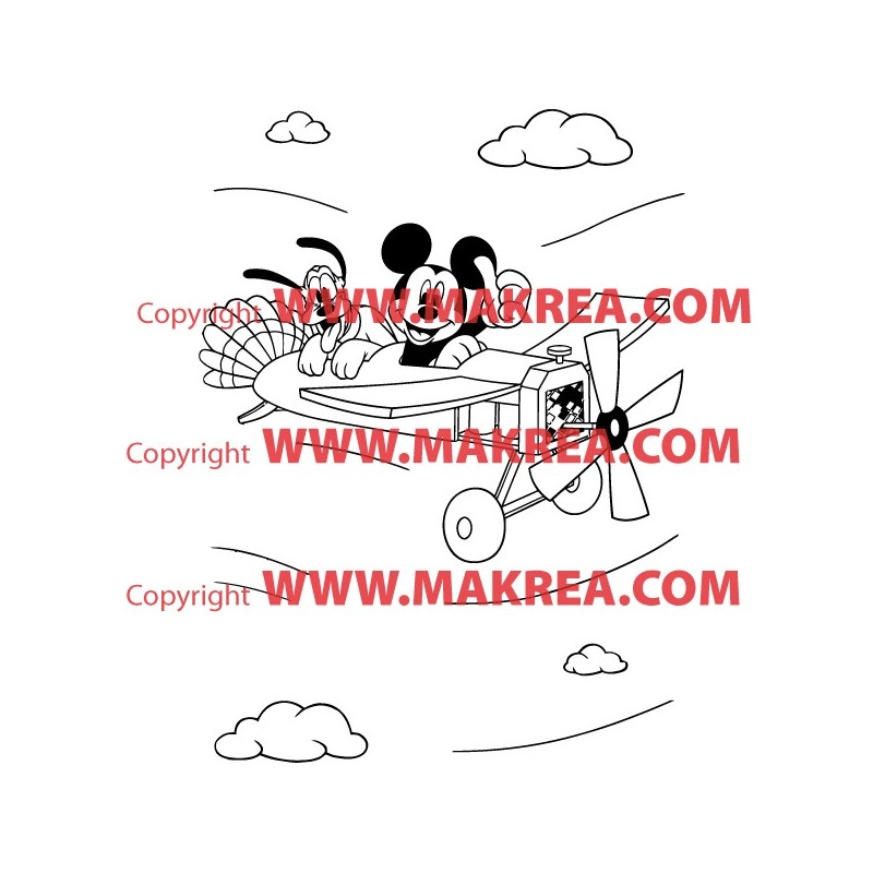 Sticker Mickey Pluto en Avion
