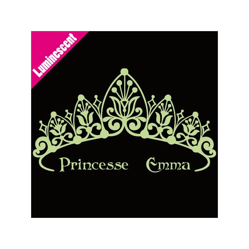 Sticker Luminescent Couronne de Princesse + prénom 