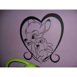 Sticker Bambi et Panpan Coeur