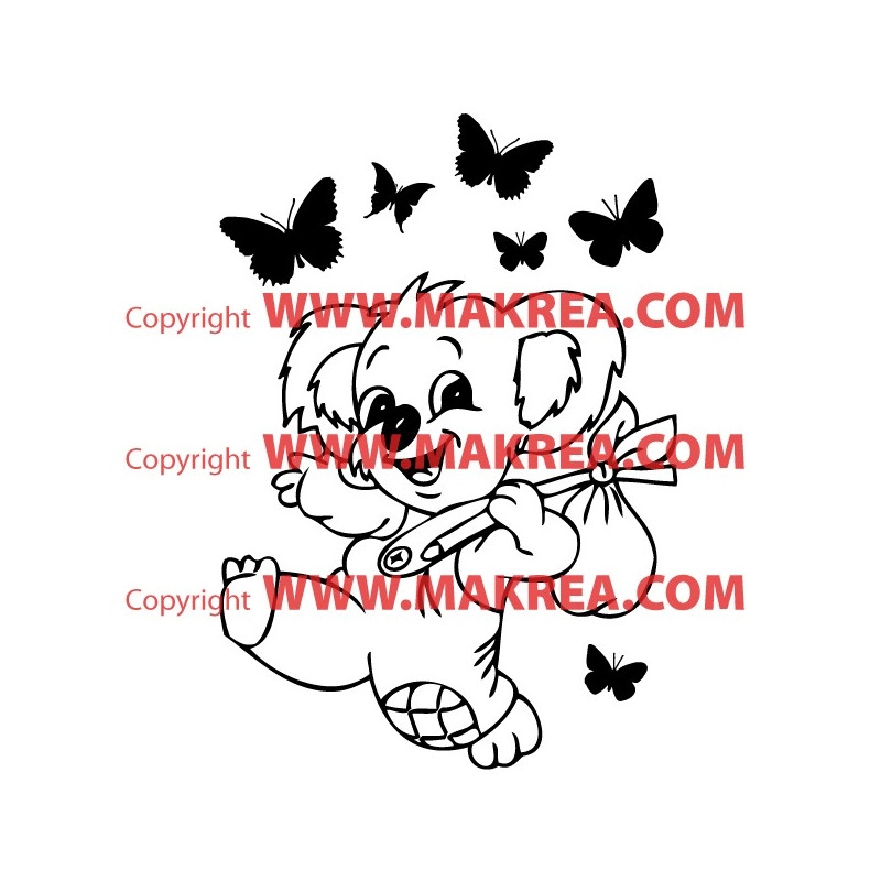 Sticker Bébé Koala Rigolo Papillons