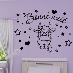 Sticker Bébé Vache Rigolote - Bonne nuit