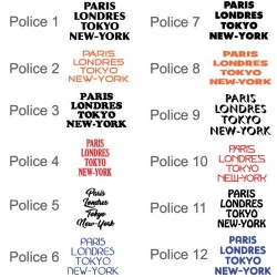 Stickers Texte Paris-Londres-New-York-Tokyo