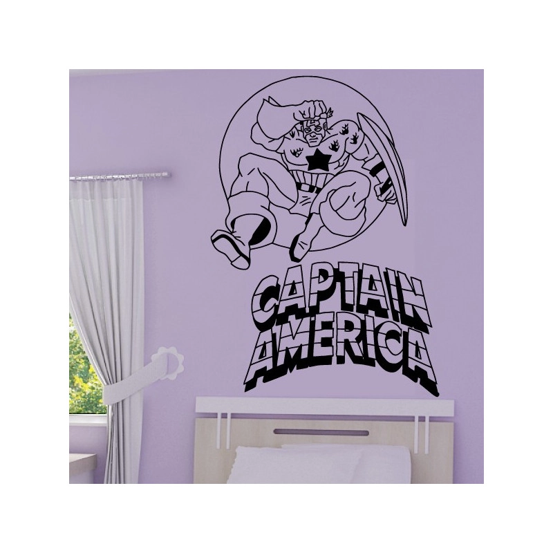 Sticker Captain America + Ecriture