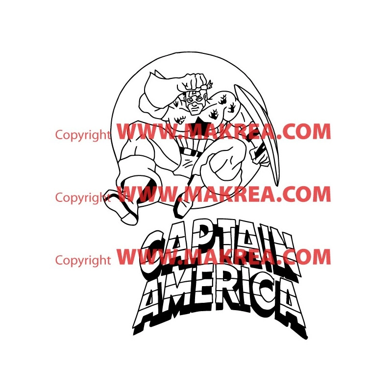 Sticker Captain America + Ecriture