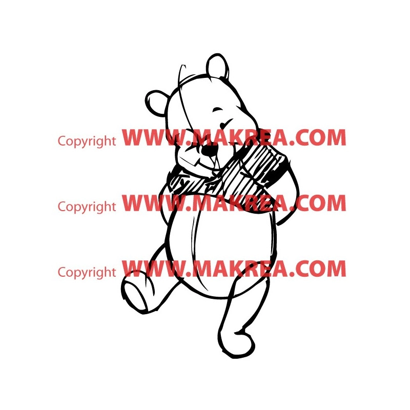 Sticker Winnie l'ourson Esquisse Crayon - Fait le timide