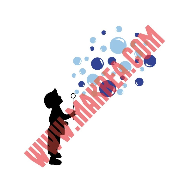 Sticker Silhouette Enfant souffleur de bulles de savon 3 couleurs